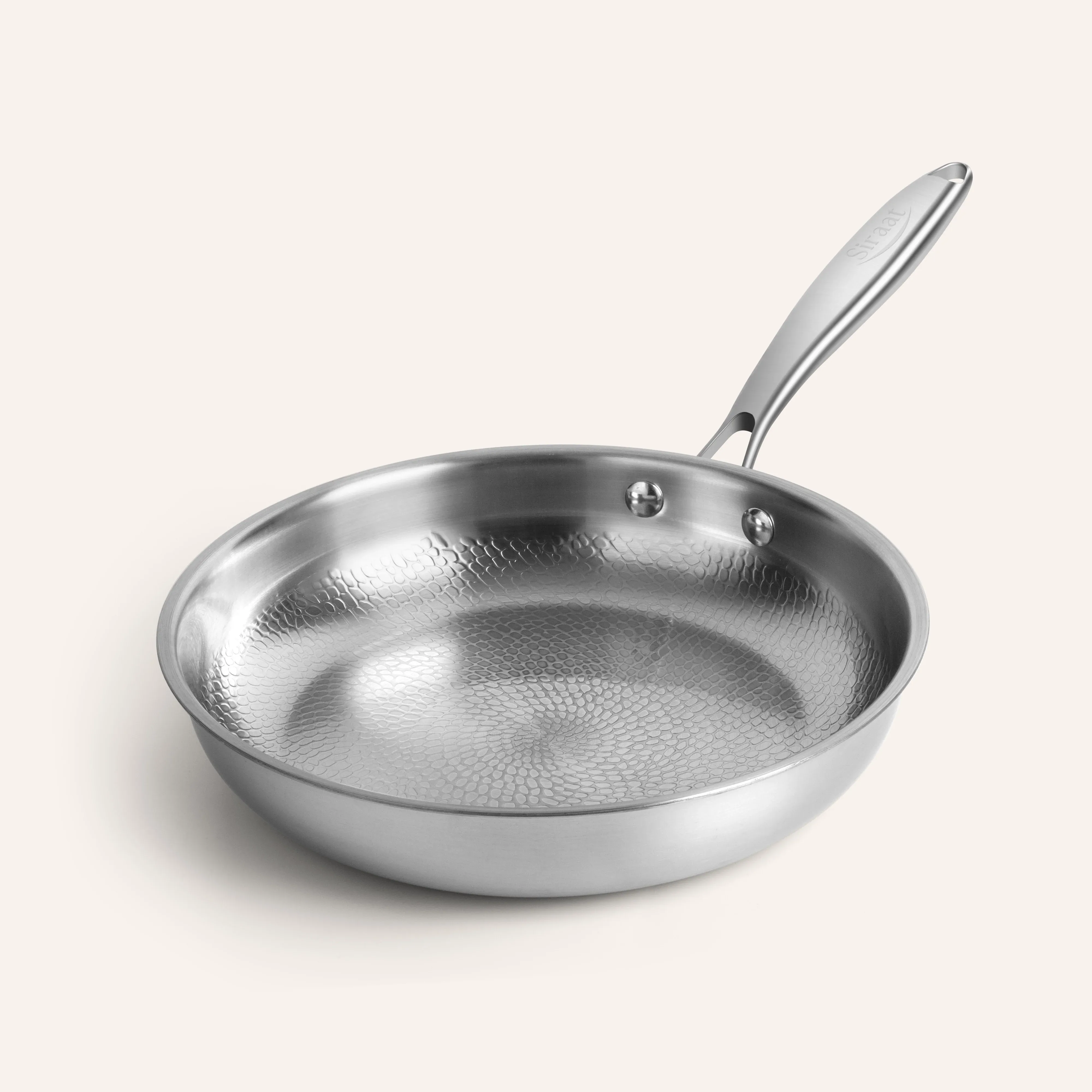 Siraat Titanium Hammered Pan Pro Standard - 100% pure titanium frying pan with hand-hammered non-stick surface and stay-cool handle